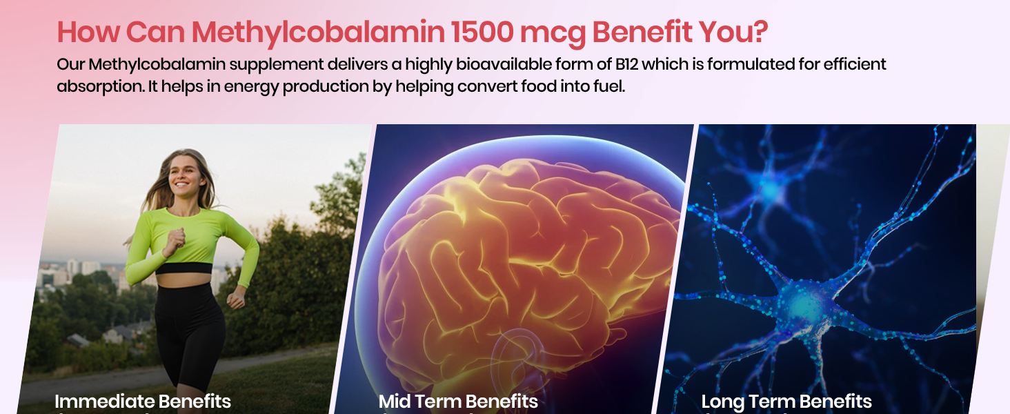 Vlado's Himalayan Organics Vitamin B12 Tablets 1500 mcg - Active form of Methylcobalamin Vitamin B12 Supplements for Men & Women - 60 Veg Tablets