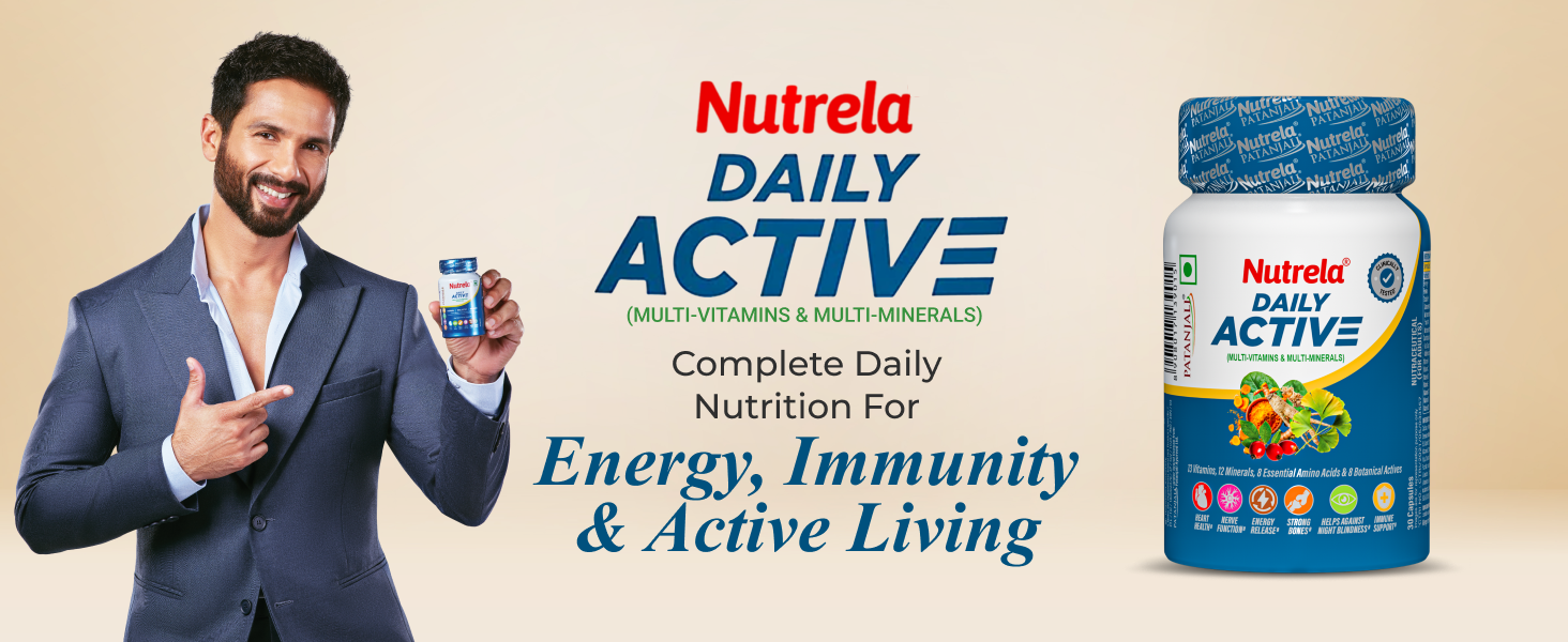 Nutrela Multivitamin by Patanjali | 30 Veg Capsule | With Vitamins, Minerals, Natural Extracts & Amino Acids | Daily Wellness Supplement for Men & Women
