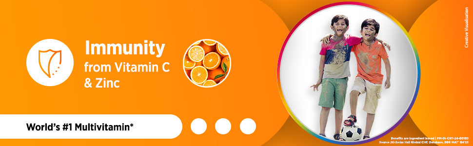 Centrum Kids- Multivitamin Gummies for Kids | Non-Habit Forming | With Zinc, Vitamin B, C, D for Overall Growth, Healthy Digestion, Eye Health, Immunity | Tasty Orange Flavour | Veg - 50 gummies