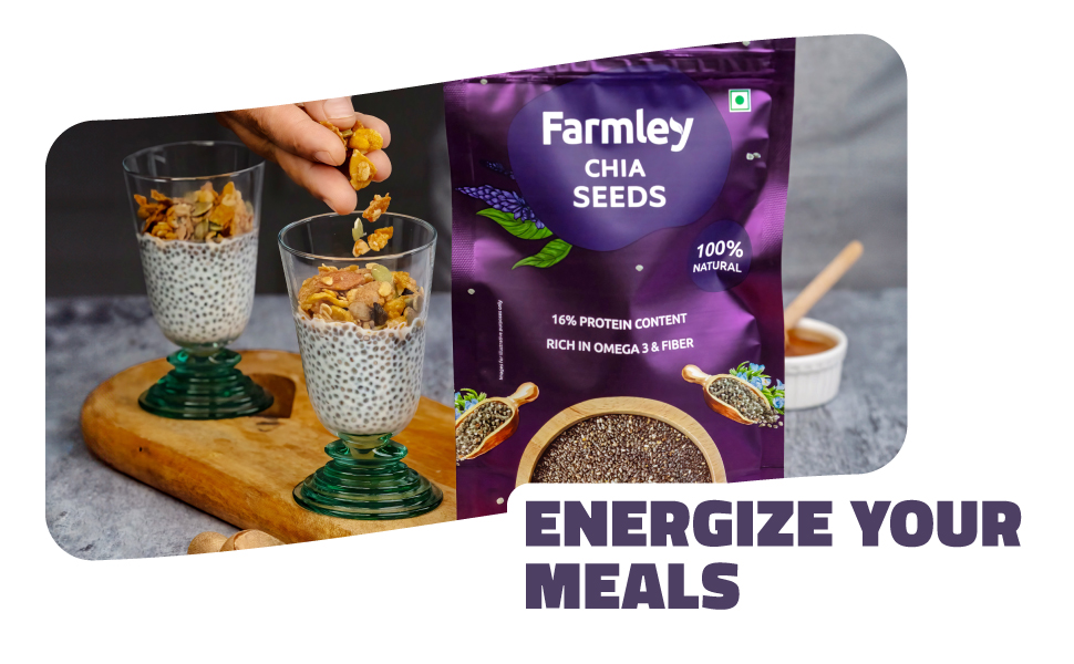 Farmley Chia Seeds 200g I Seeds for Eating | Seeds for Weight Management | Rich in Calcium, Protein & Fibre (Pack of 5)