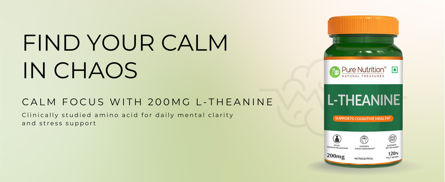 Pure Nutrition L-Theanine 200mg – 120 Veg Capsules | L Theanine Supplement | Supports Stress Relief, Anxiety Reduction & Cognitive Health | Promotes Relaxation & Brain Function
