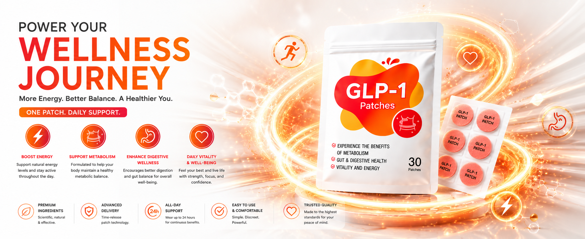 Zarini Wellness Patches 30 Count | Metabolism Support Patch | Daily Vitality & Energy Support | Transdermal Wellness Patch | Easy-to-Apply Adhesive Patches for Active Body