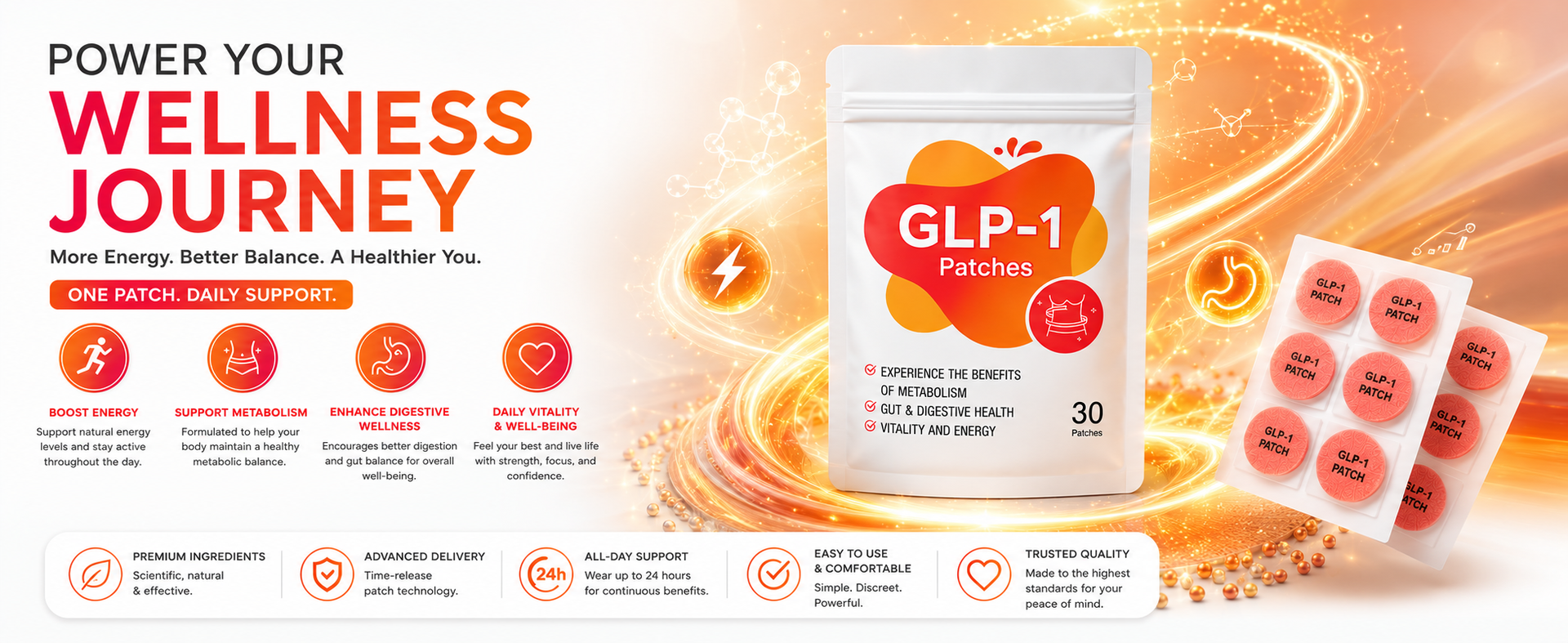 Zarini Wellness Patches 30 Count | Metabolism Support Patch | Daily Vitality & Energy Support | Transdermal Wellness Patch | Easy-to-Apply Adhesive Patches for Active Body