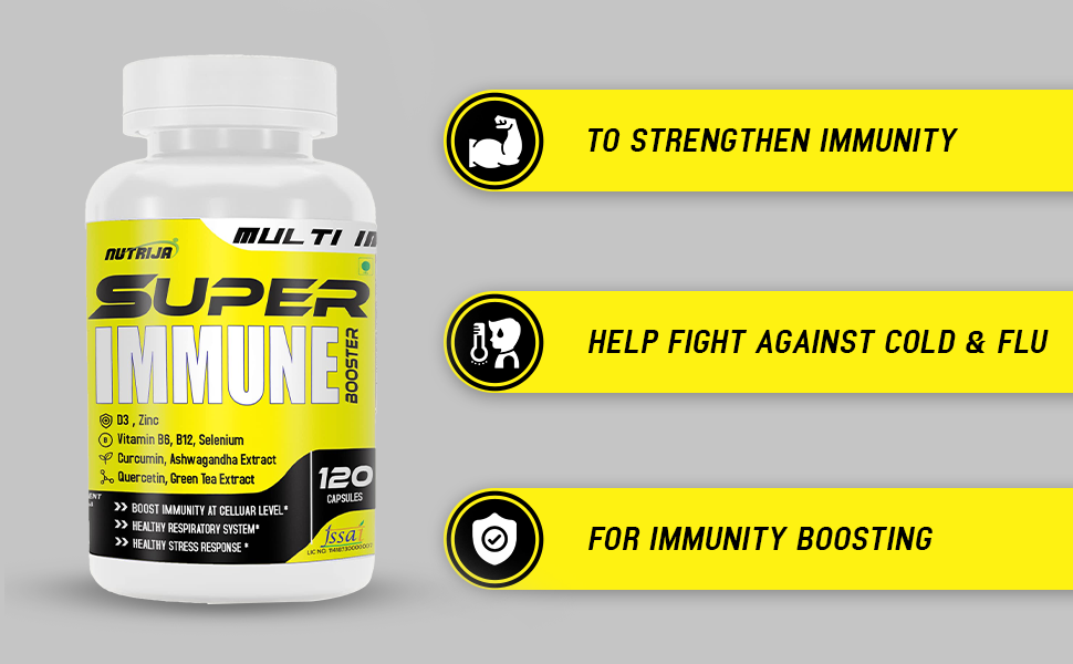 NutriJa Super Immune Booster - D3, Zinc, B6, B12, Supplement (120 Capsules)