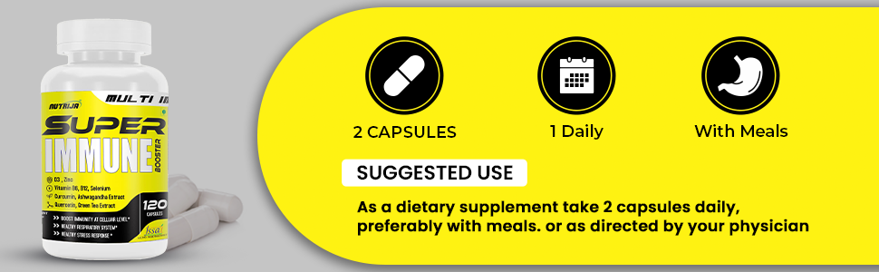 NutriJa Super Immune Booster - D3, Zinc, B6, B12, Supplement (120 Capsules)
