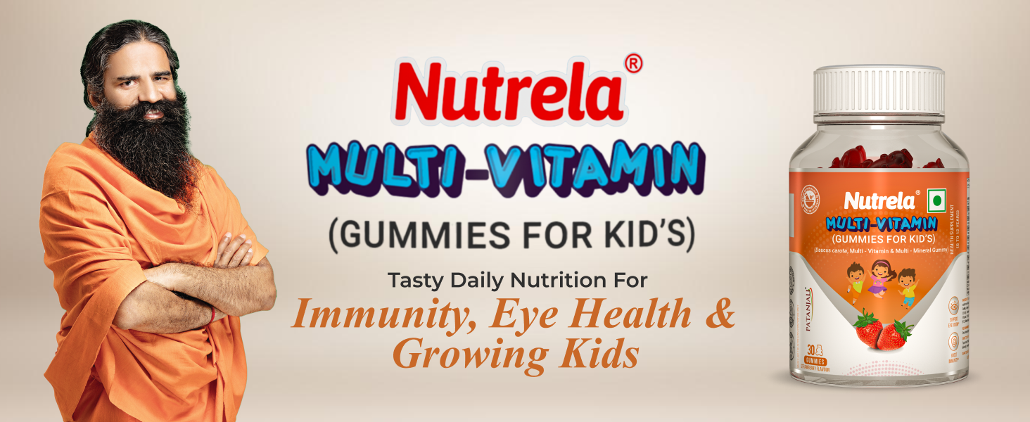 Nutrela Kids Multivitamin Gummies | Strawberry Flavour | Supports Immunity, Bone Health & Energy | 30 Gummies | For Age 5+ | No Gelatin, No Artificial Colors.
