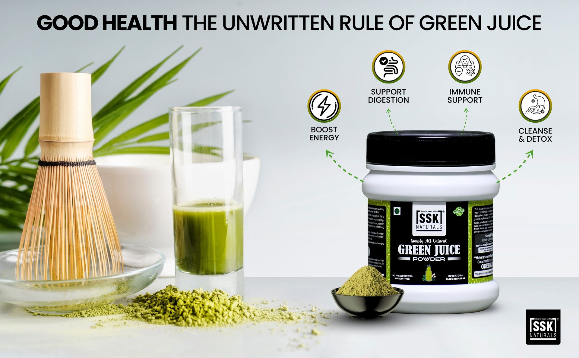 Green Juice Powder 200g | Super Greens Powder with Wheatgrass & Moringa | Raw Vegan Plant-Based Supplement | No Added Sugar | No Preservatives | Daily Nutrition & Detox Support