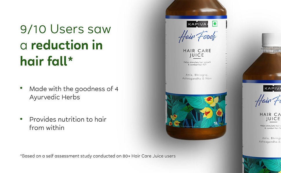 Kapiva Hair Care Juice (2L) | For Hair Growth & Hair Fall Control | 100% Ayurvedic Hair Care with Amla, Noni, Bhringraj and Ashwagandha - Super Saver Pack of 2