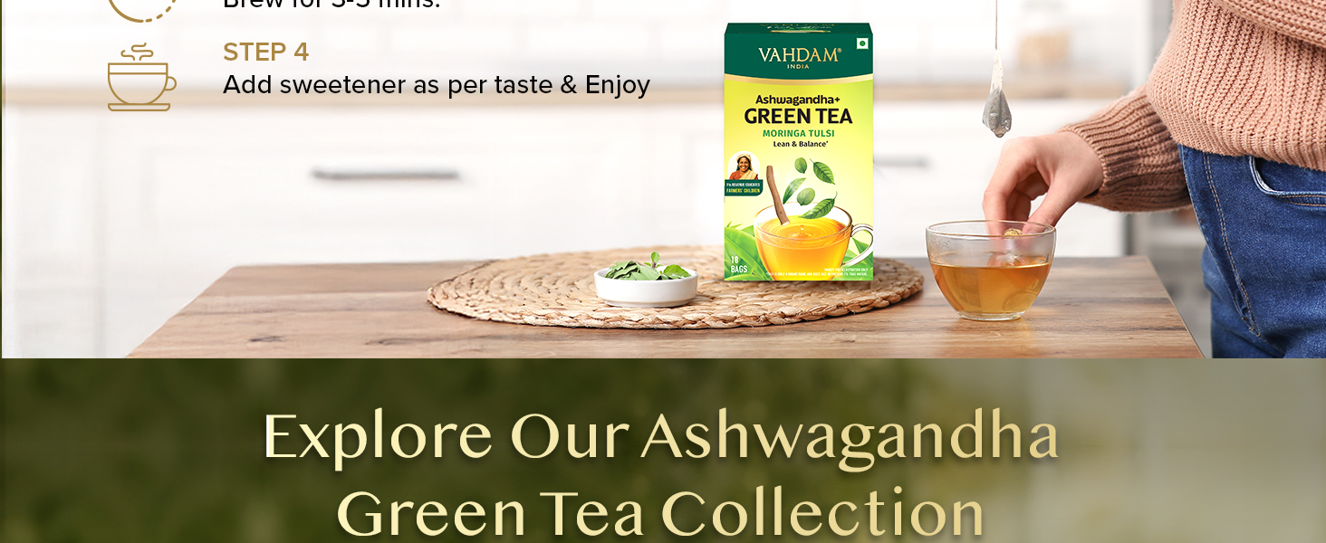 VAHDAM Moringa Tulsi Green Tea - 36 TB | Supports Metabolism, Immunity & Stress Management | 7-Herb Low Caffeine Blend | With Spearmint, Peppermint & Lemongrass | Non-GMO