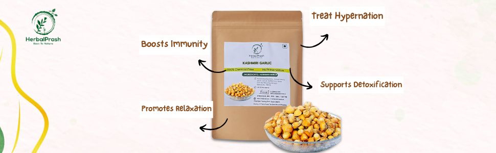 HERBALPRASH Kashmiri Garlic (Lahsun) - 100g | Single Clove Garlic | Snow Mountain Garlic