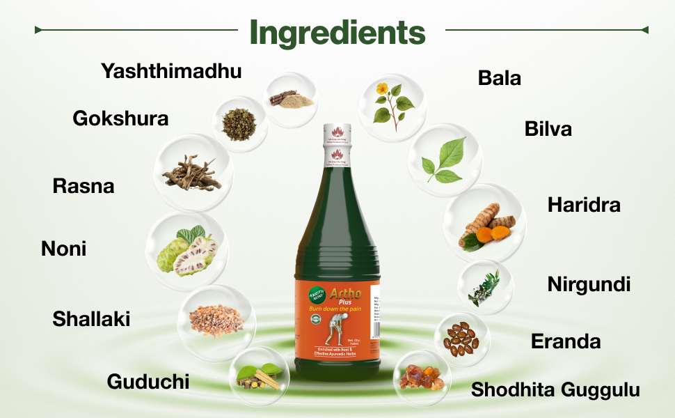 Amrith Noni Artho Plus Juice 750ml | Ayurvedic Joint Pain Relief | 13-Herb Anti-Inflammatory Formula | For Knee Pain, Arthritis, Back Pain & Stiffness | No Added Sugar