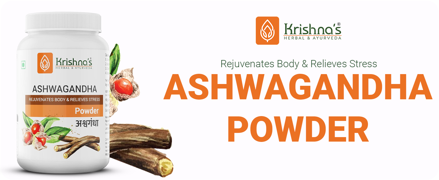 Krishna's Ashwagandha Powder Strength Vitality and Stress Management | Aswagandhada powder | Withania Somnifera | Pure Ashvagandha power | Asvagandha original powder | ashvgandha - 100 gram