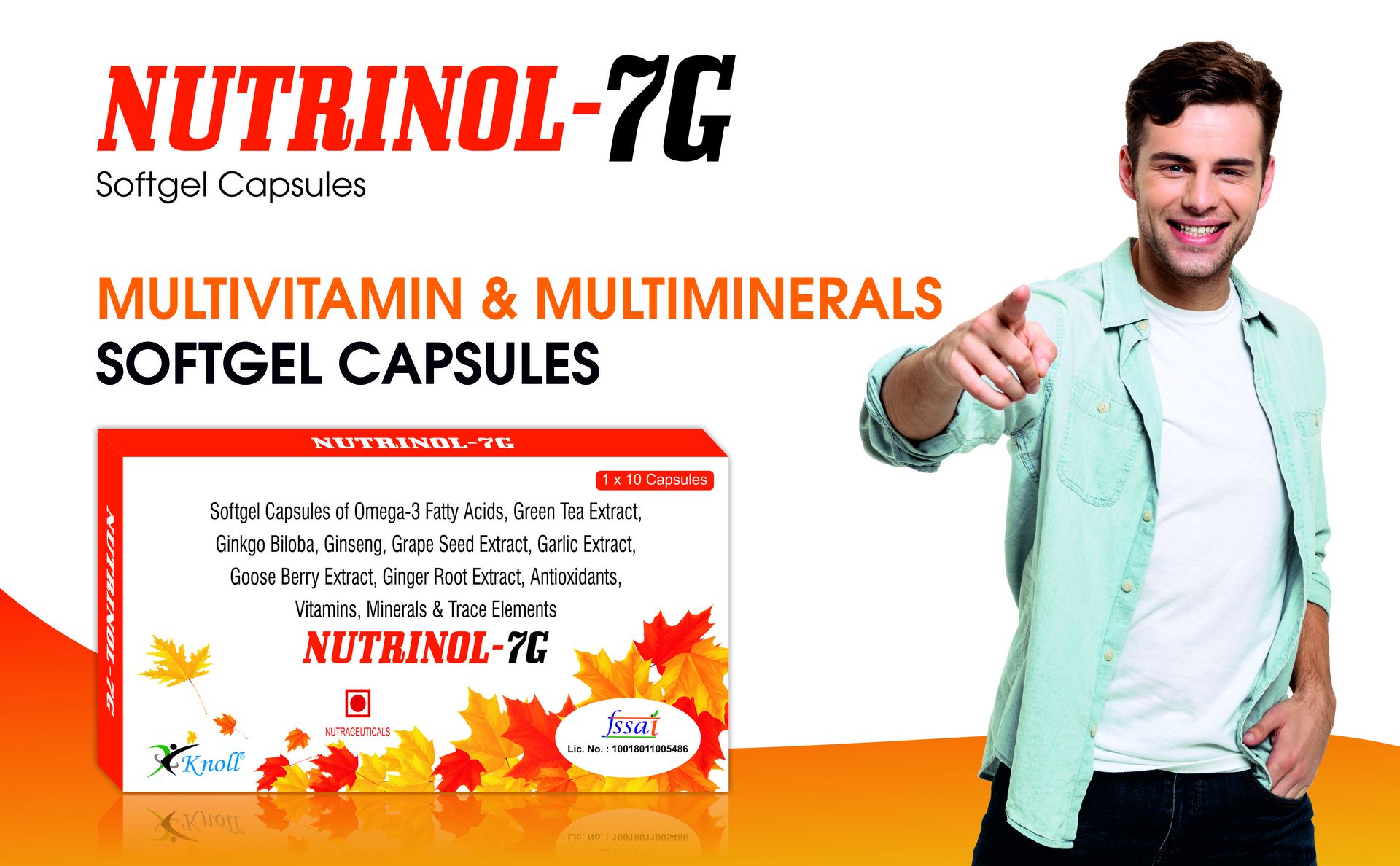 Knoll Nutrinol 7G Multivitamin Capsules Omega 3 Fatty Acid (Fish Oil) Zinc Vitamin B1 K D EPA (90mg) DHA (60mg) 30 Capsules + 100 Ingredients (Pack of 3)
