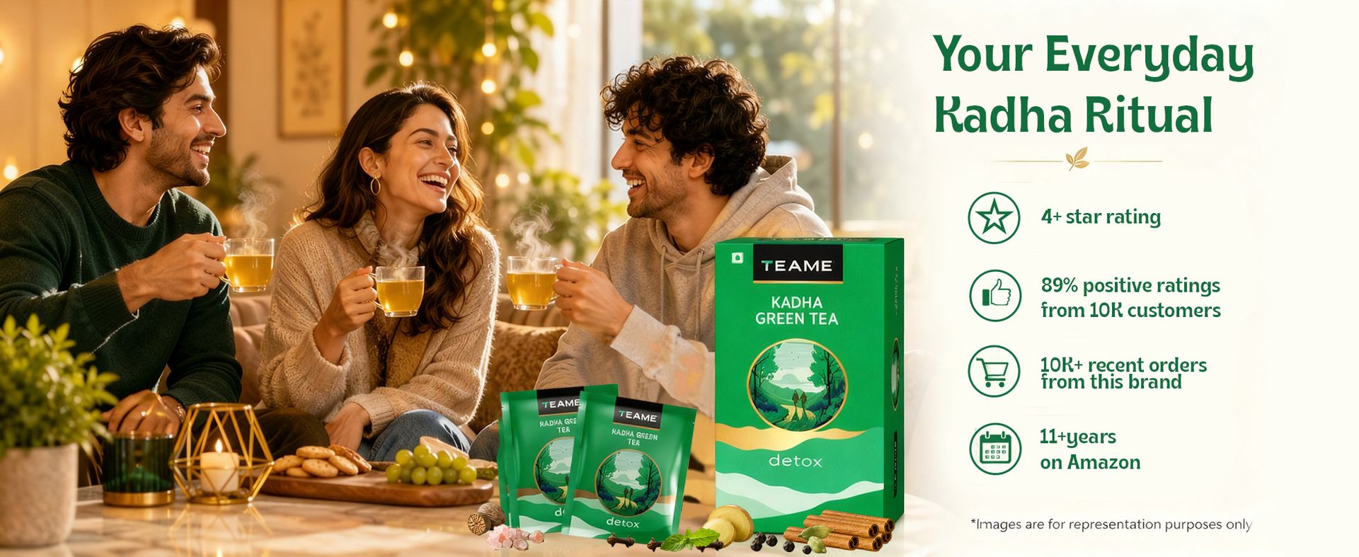 TE-A-ME Detox Kadha Green Tea, 50 Count (25 x 2) | Premium Ayurvedic Wellness Blend | Antioxidant-Rich Daily Brew | Naturally Refreshing Beverage | Pack of 2
