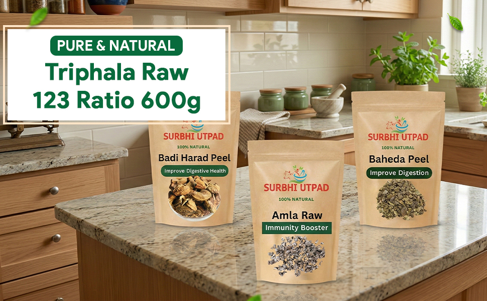 Triphala Raw 123 Ratio 420g | Whole Amla 210g, Bibhitaki 140g & Haritaki 70g | 100% Pure & Natural | No Artificial Fragrance or Additives