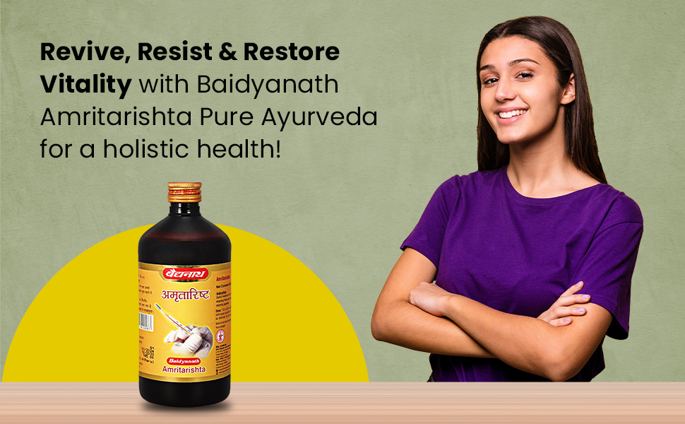 Baidyanath Ayurved Amritarishta - 450 Ml | Boost Digestive Strength and Appetite| Useful In Cough, Cold and In General Weakness | Liquid