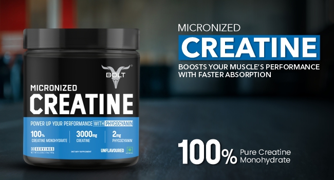 Bolt Micronised Creatine Monohydrate | 250 grams,83 Servings| Unflavored