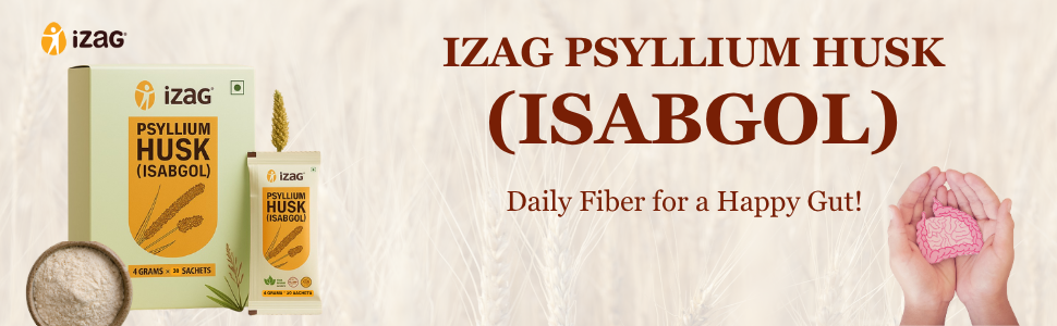 iZaG Psyllium Husk (Isabgol) 120 Gram (4 Gram Sachet's * 30 Unit) | Natural Dietary Fiber for Digestion & Gut Health | 30 Travel-Friendly Sachets | 4 Gram per sachets | Sat isabgol