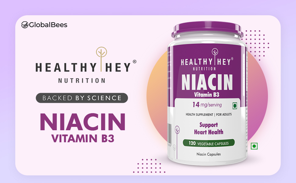 HealthyHey Nutrition Niacin Vitamin B3 120 Veg. Capsules