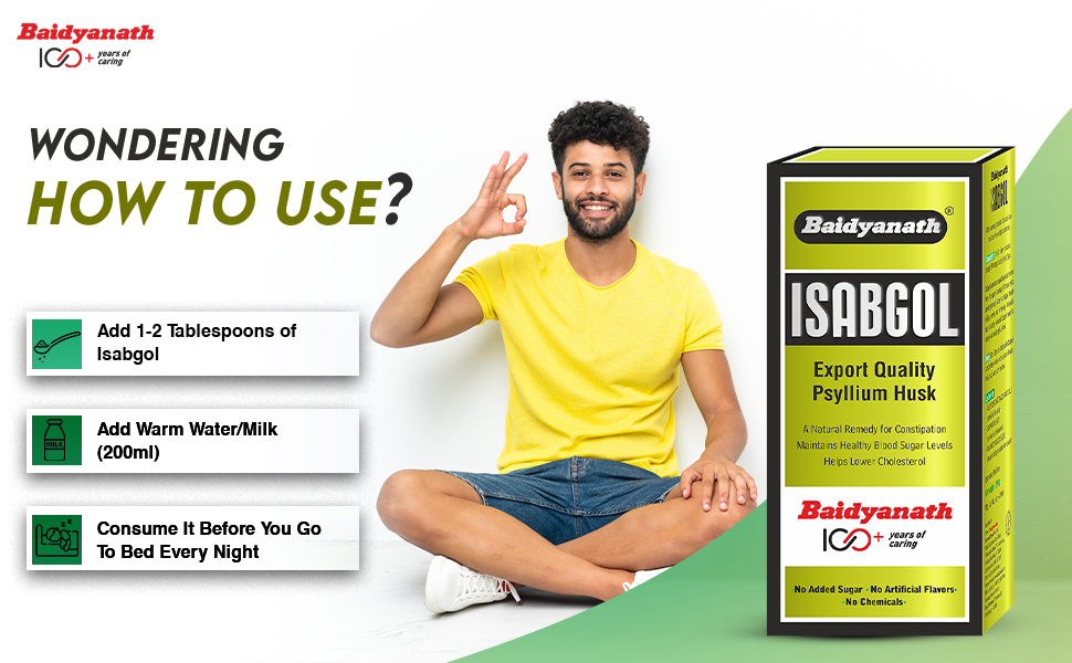 Baidyanath Isabgol Psyllium Husk Powder - 100gm (Pack of 2) | Effectively Relieves Constipation | Fibre Supplement For Digestion