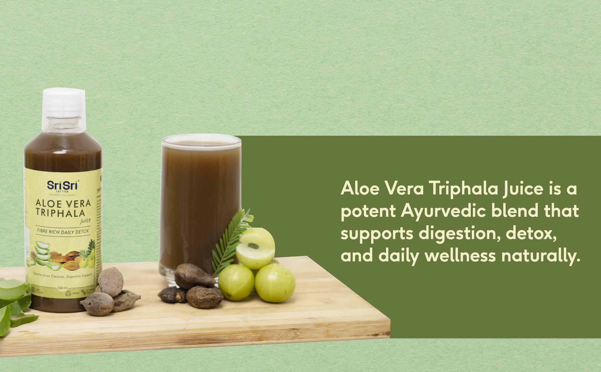 Sri Sri Tattva Aloe Vera Triphala Juice - 500 ml | Digestion, Immunity, Liver & Skin Wellness Support | With Aloe Vera, Amla, Haritaki & Vibhitaki; No Added Sugar | (Pack of 1)