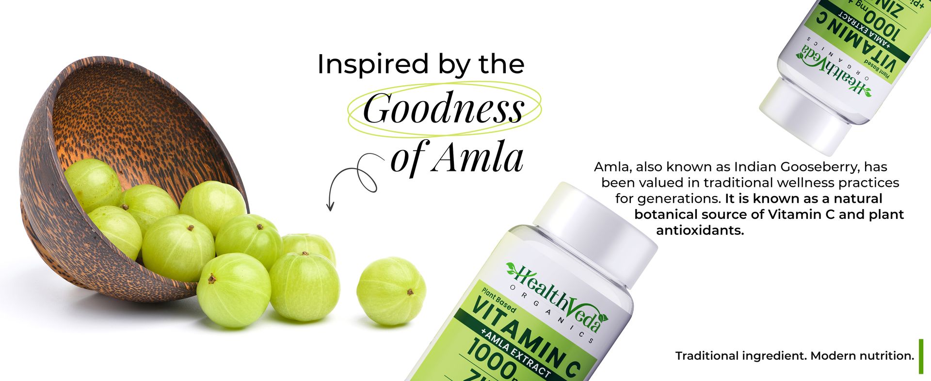 Health Veda Organics Natural Vitamin C Supplement 1000mg with Amla Extract, Zinc Bisglycinate, Ginger & Black Pepper | Immunity Booster, Antioxidant, Collagen & Skin Support | Vitamin C Tablets - 120 Tablets