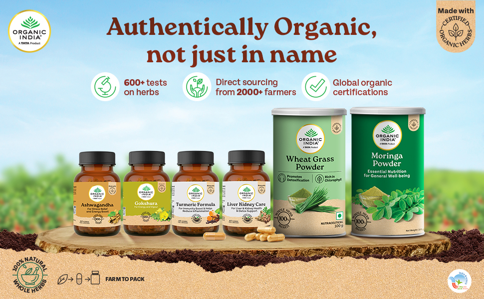 A TATA Product - Organic India Arjuna Capsules, 60 Capsules, Supports Heart Health, Whole Herb Formula*, Certified Organic, No Added Fillers or Chemicals