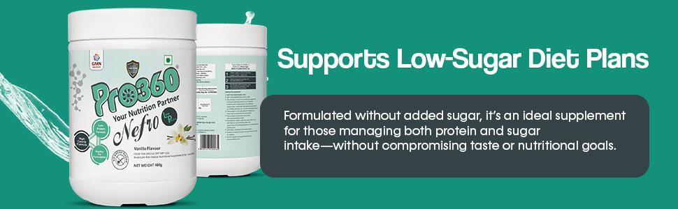 Pro360 Nefro LP Powder Vanilla Flavour – 750g Low Protein Nutrition Supplement for Kidney Health (Non-Dialysis) – Vanilla Protein Powder Enriched with L-Taurine, L-Carnitine & Essential Nutrients
