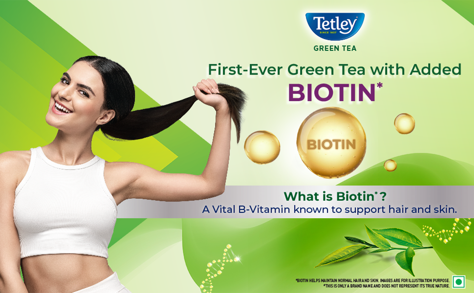 Tetley Green Tea Beauty Care, With Added Biotin, Supports Hair and Skin, 0 Calories, Natural Lemon and Honey Flavors, 25 Sachets (1.7 g each)