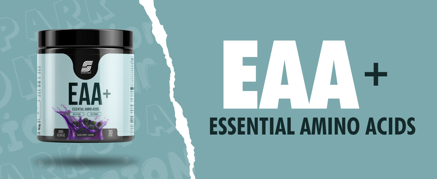 Sparkfusion 8500 mg Eaa+ & 6000mg Bcaa (300 gm) Essential Amino Acids | Pre/Intra Workout and Muscle Growth & Recovery | All 9 Essential Amino Acid EAA Powder (Black Berry)