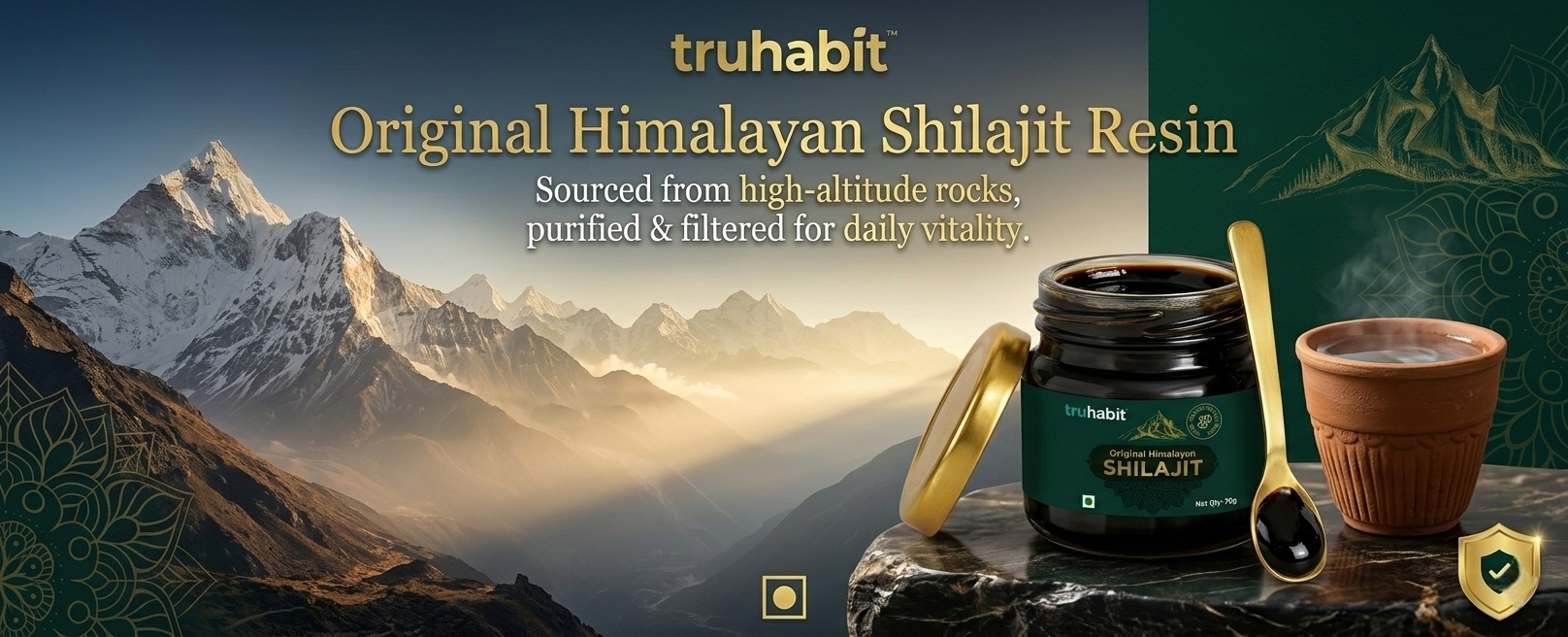 Truhabit Original Himalayan Shilajit Resin | Purified & Filtered Natural Resin Sourced from High-Altitude Himalayan Rocks | Rich in Fulvic Acid & Trace Minerals | 20g (Pack of 1)
