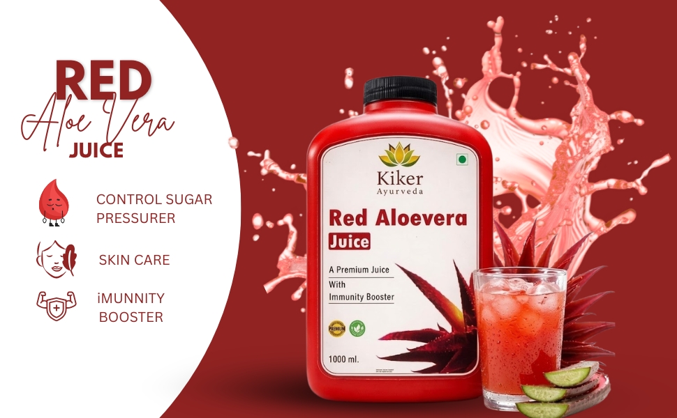RED ALOE VERA JUICE 1 Litre bottle WITH iMUNNITY BOOSTER 100% AYUVEDIC RED ALOEVERA CONTROL SUGAR PRESSURER and SKIN CARE