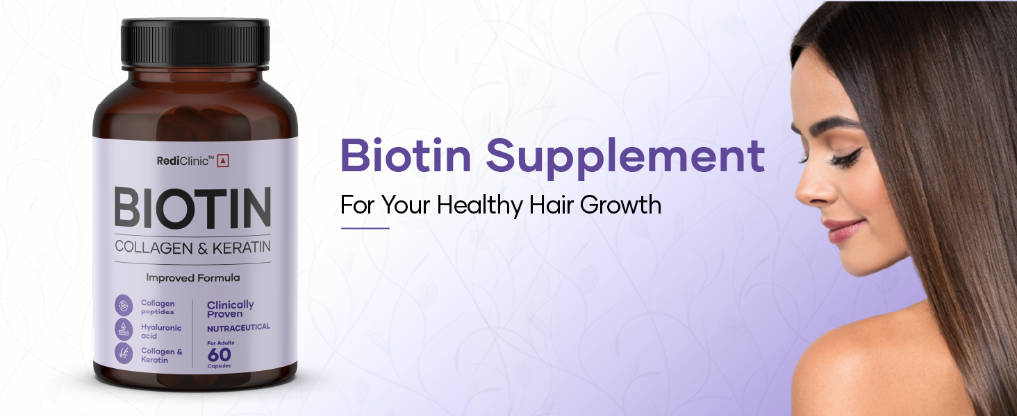Biotin Capsules for Men and Women | Biotin, Keratin and Collagen Peptides | Supports Healthy Hair, Skin & Nails | Helps Enhance Skin Elasticity & Hydration | Helps in Controlling Wrinkles and Fine Lines | 60 Capsules - Pack of 1 | 30 Days Pack