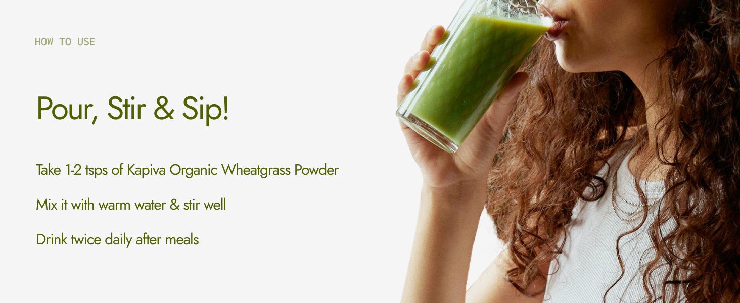 Kapiva Organic Wheatgrass Powder 100g (Pack of 2) | USDA Organic Certified | Detox Your Body | Improve Your Immunity