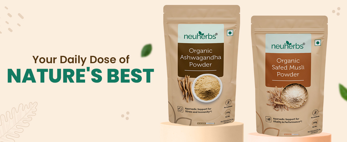 Neuherbs Organic Safed Musli + Ashwagandha Powder 200g | Ayurvedic Herbal Combo for Strength, Stamina, Energy & Daily Wellness Support | Supports Calmness & Active Lifestyle