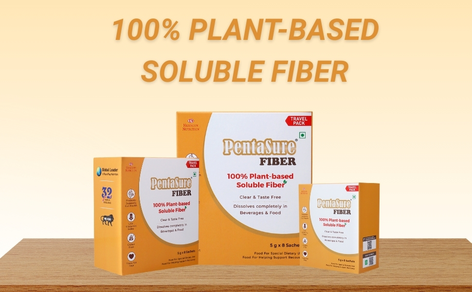 PentaSure Fiber - Resistant Maltodextrin - 40g (5g*8 Sachet) | Tasteless, Odourless, Clear | 100% Soluble Prebiotic for Gut & Metabolic Health | 9g Fiber per 10g Powder