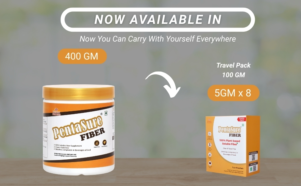 PentaSure Fiber - Resistant Maltodextrin - 40g (5g*8 Sachet) | Tasteless, Odourless, Clear | 100% Soluble Prebiotic for Gut & Metabolic Health | 9g Fiber per 10g Powder