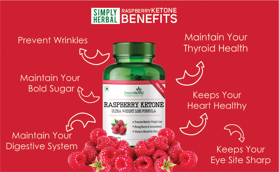 Simply Herbal 800 MG Raspberry Ketone Fruit Extract for Weight Management | Supplement Capsules With Raspberry for Promotes Healthy Weight Management Support Appetite Suppression – 60 Capsules