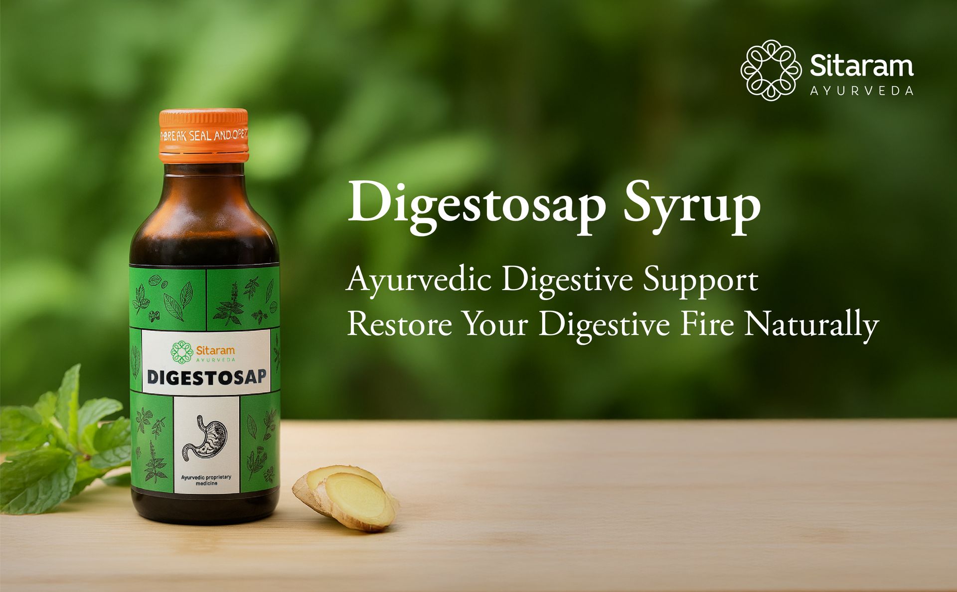Sitaram Ayurveda Digestosap Syrup | Trikatu,Ajamoda, Jeera & Haritaki for Healthy Digestion, Gut Comfort, Bowel Regularity & Bloating Relief | Ayurvedic Herbal Digestive Formula | 100 m