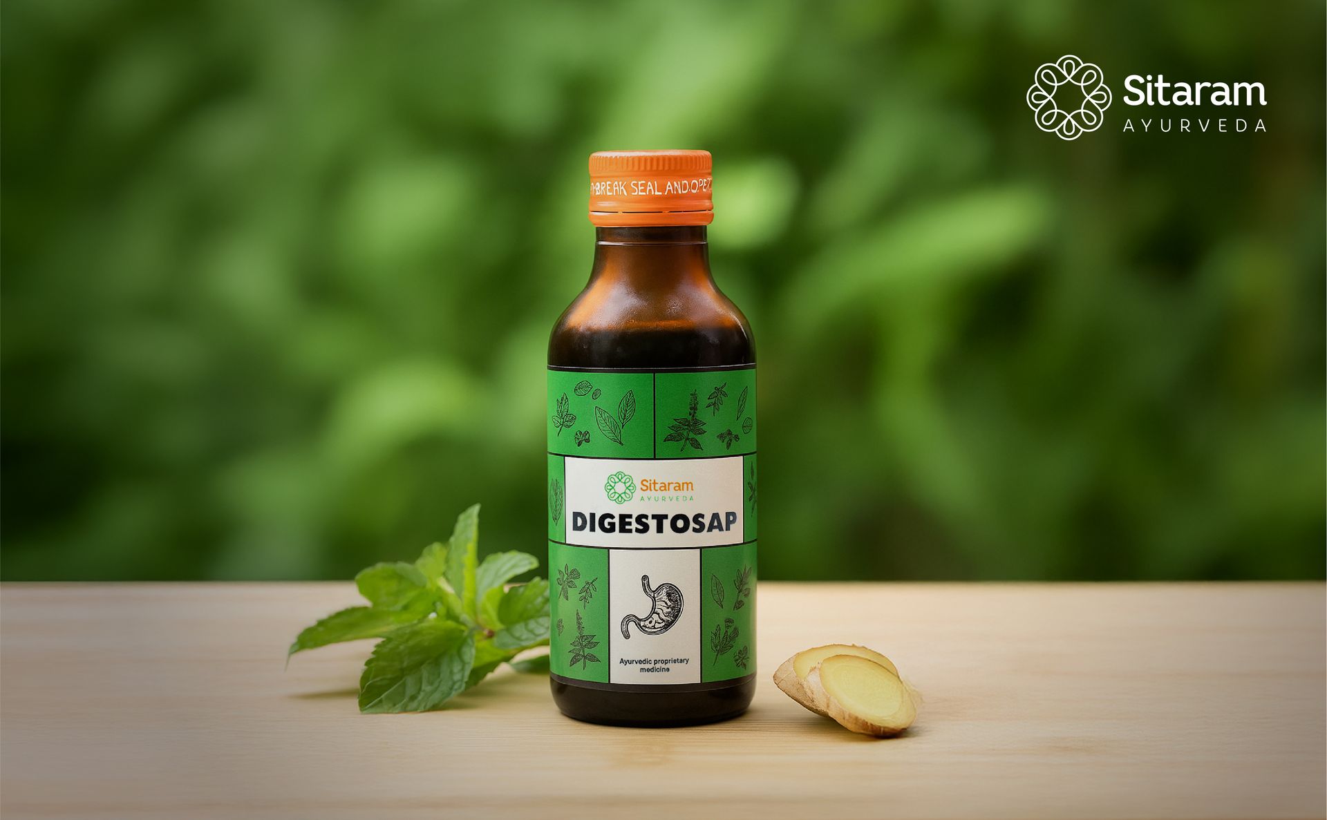 Sitaram Ayurveda Digestosap Syrup | Trikatu,Ajamoda, Jeera & Haritaki for Healthy Digestion, Gut Comfort, Bowel Regularity & Bloating Relief | Ayurvedic Herbal Digestive Formula | 100 m