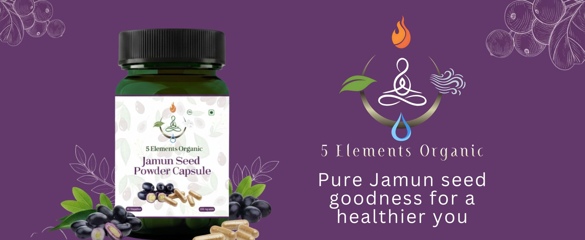 Jamun Seed Capsules 500mg | 60 Veg Capsules | Blood Sugar & Metabolic Balance Support | Plant-Based | Gluten Free & Non-GMO
