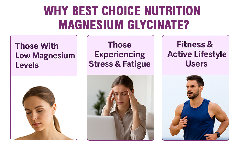 Best Choice Nutrition Magnesium Glycinate High Absorption, Supports Sleep, Cramps, Nerves, Muscle Recovery, Bone Health, Tablets (30 Tablets)