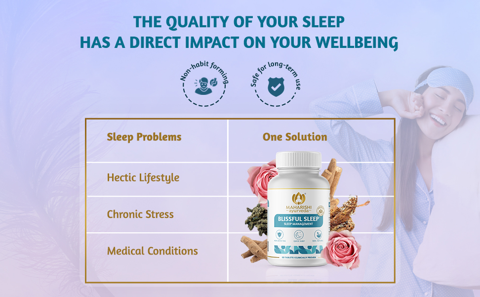 Maharishi Ayurveda Blissful Sleep Tablets For Sleep Management | Clinically Researched And Non-Habit Forming Melatonin - Rasayanam With Ashwagandha | Promotes Deep Sleep (60 Count (Pack Of 2))