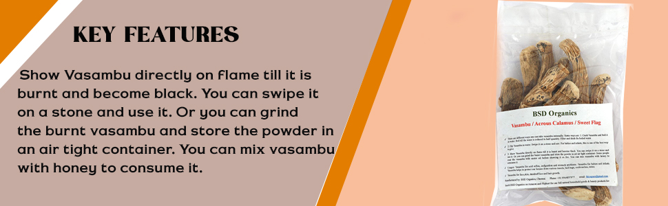 BSD Organics Vasambu/Vacha/Acrous Calamus/Sweet Flag - 50 gms