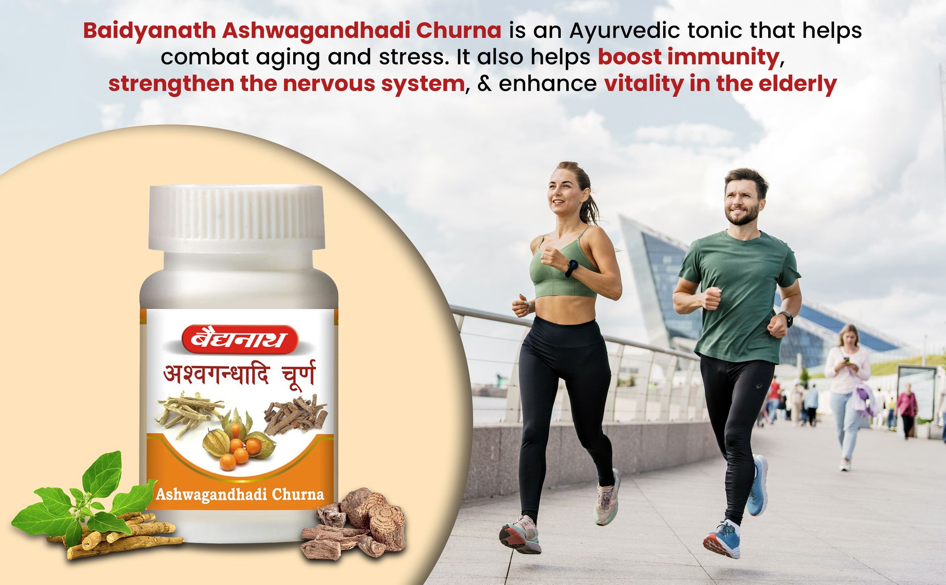 Baidyanath Ashwagandhadi Churna - 120 GM | Helps Boost Strength 100% Natural | Stamina & Energy | Stress Relief | Made with Pure Ayurvedic Ingredients for Anxiety & Stress Relief