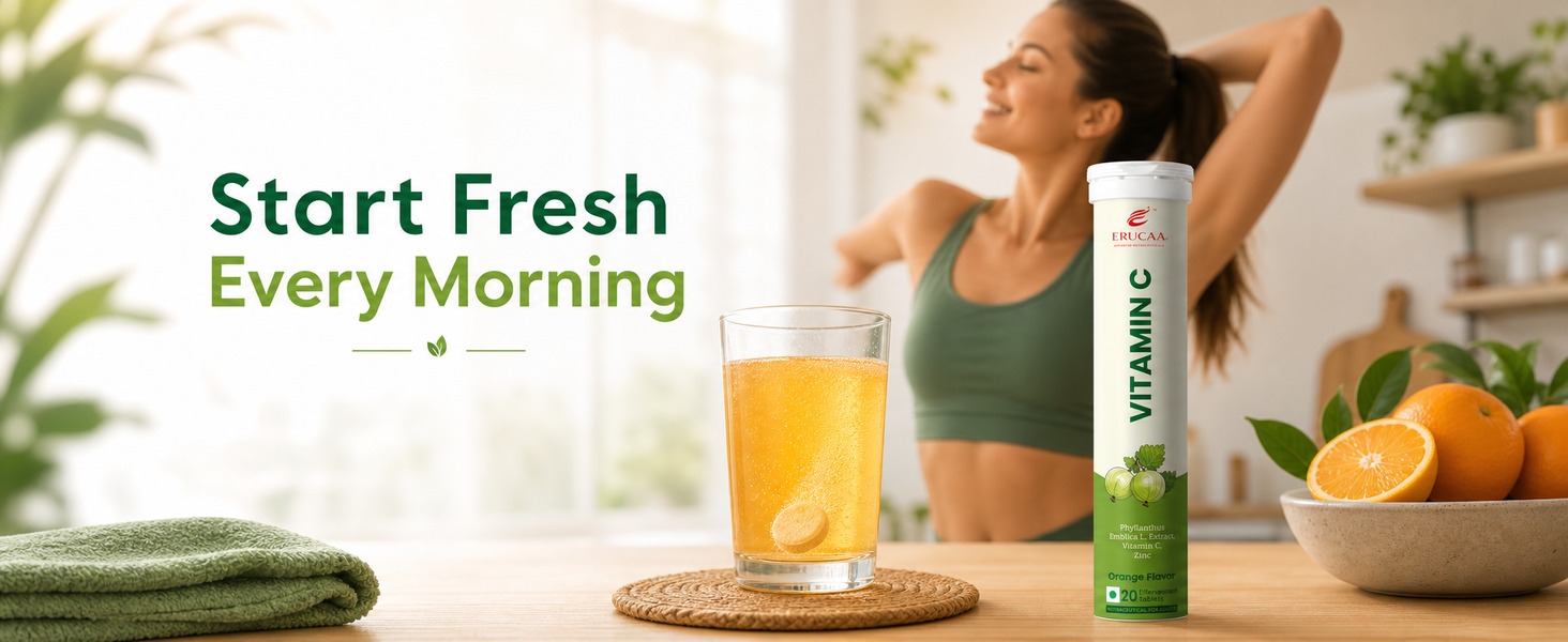 Vitamin C Effervescent Tablets | Phyllanthus Emblica L. Extract | Vitamin C & Zinc | Orange Flavor | 20 Effervescent Tablets