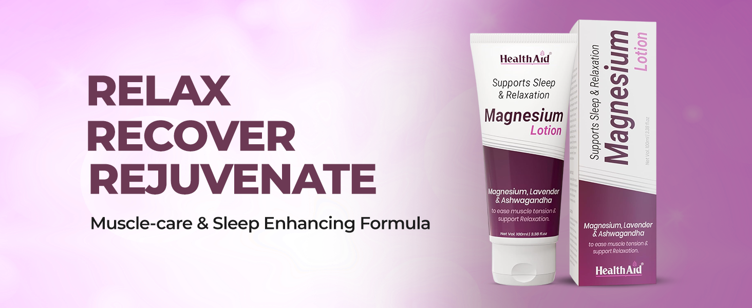 HealthAid Magnesium 10% Chloride Sleep Body Lotion – 100ml | Fast Absorbing Topical Magnesium Chloride | Deep Relaxation, Better Sleep, Muscle Recovery, Cramps Relief |Non-Greasy|