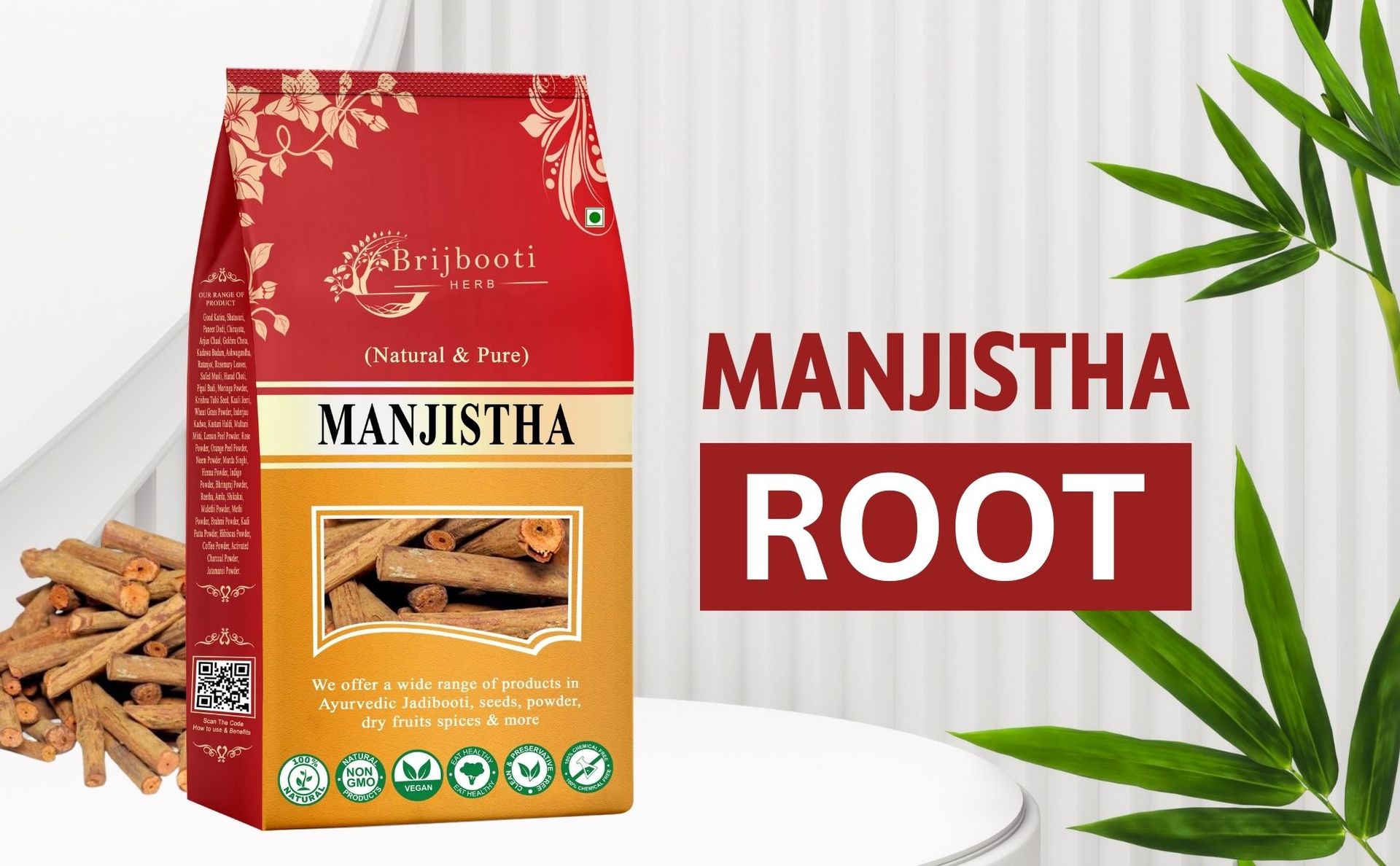 Birju Mahavir Manjistha Root (200 gm) | Manjistha Root Sticks | for Eating | Majith, Indian Madder, Manjishtha, Manjishta, Manjishta, Manjishta