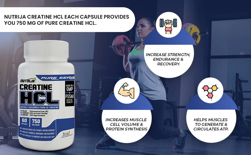 Nutrija-CREATINE HCL 750 MG- 60 Capsules