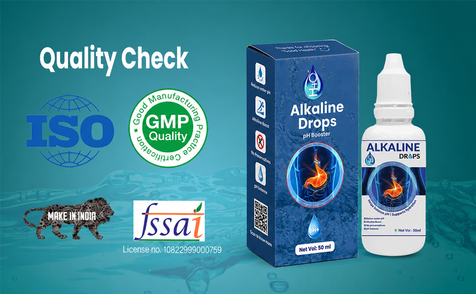 H4O pH-Booster Alkaline Mineral Drops (50 ml) (Pack of 2) | Contains Antioxidants | Provides Hydration, reduces acidity and makes you active and alert | Alkaline Drops for 1000 glasse s of water.
